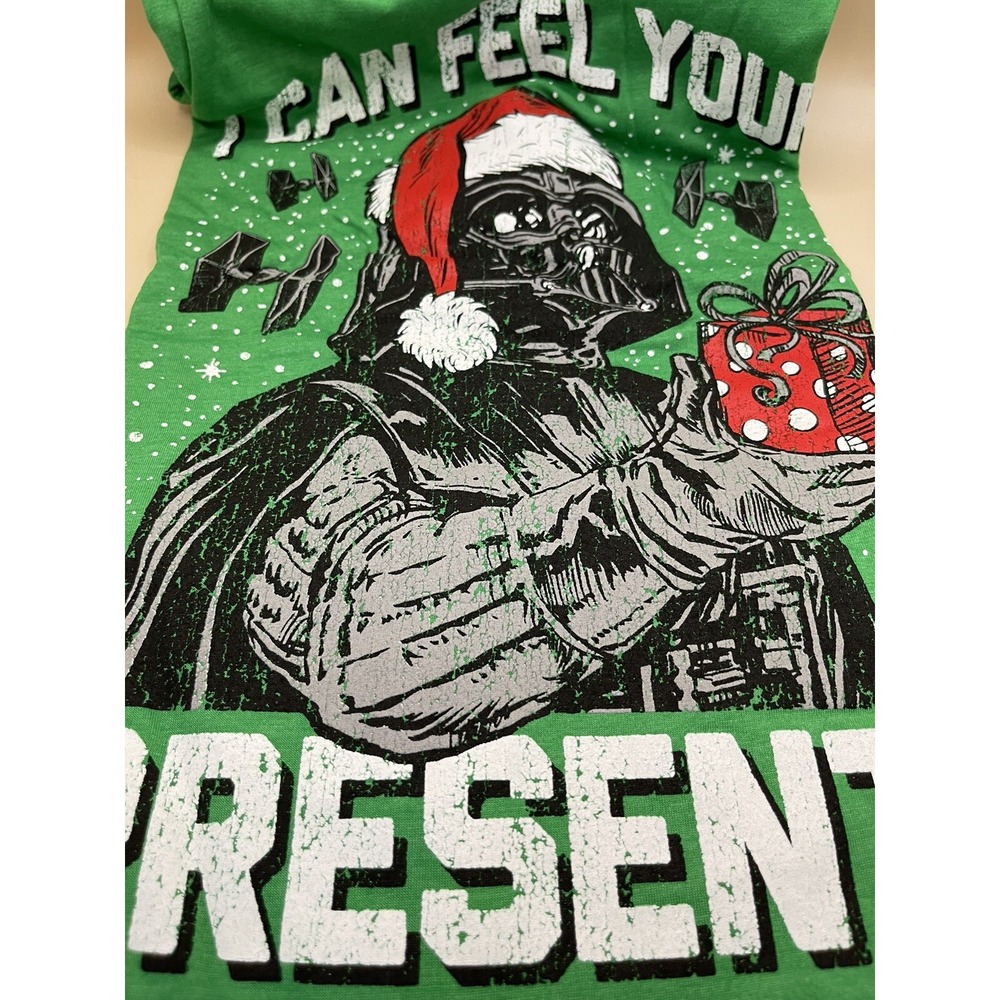 Christmas Star Wars Darth Vader Men's T-shirt Green Size L New Holiday Tee